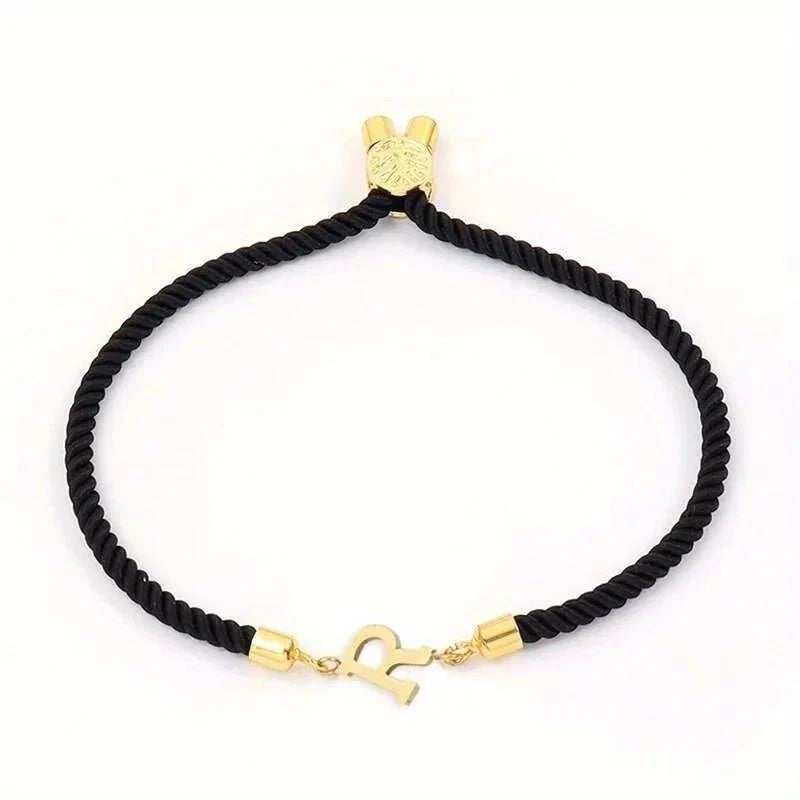 Adjustable Angled Serif Letter Initial Bracelets