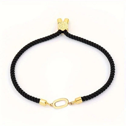 Adjustable Angled Serif Letter Initial Bracelets