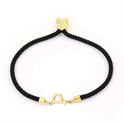 Adjustable Angled Serif Letter Initial Bracelets