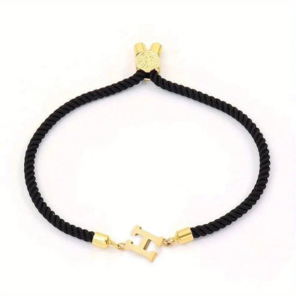 Adjustable Angled Serif Letter Initial Bracelets