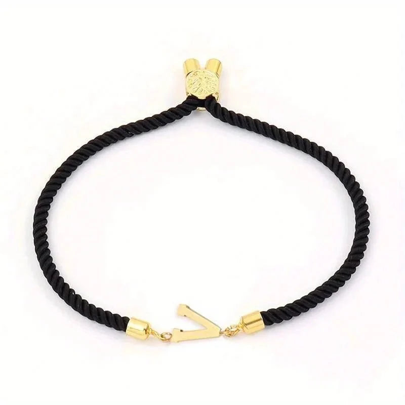 Adjustable Angled Serif Letter Initial Bracelets