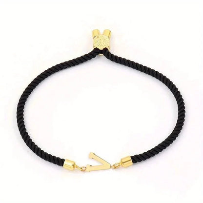 Adjustable Angled Serif Letter Initial Bracelets