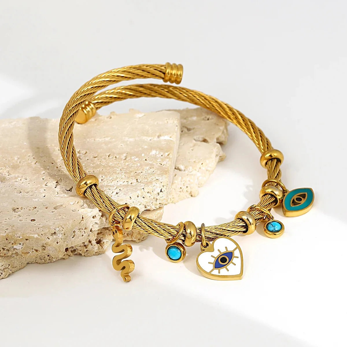Boho Evil Eye Rope Bangle Bracelet