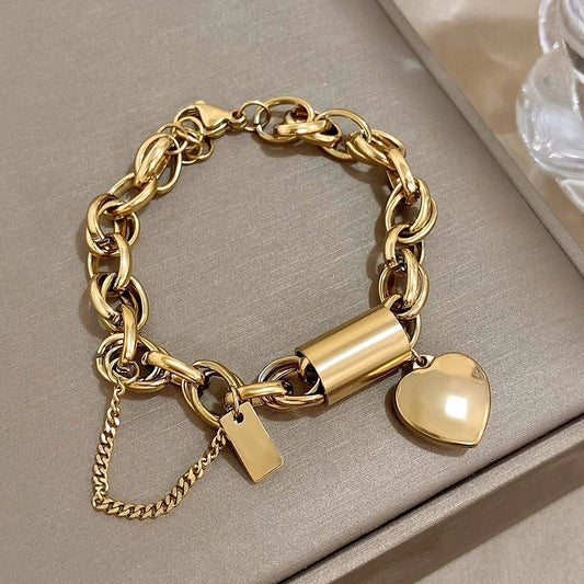 Bold & Chunky Chain Heart Bracelet
