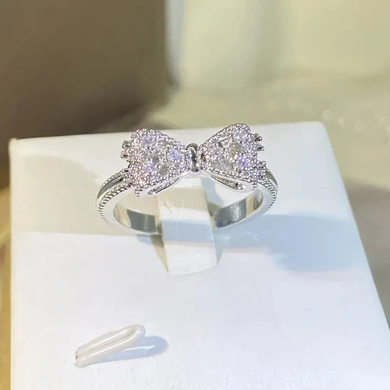 Charming Diamond Bow Ring