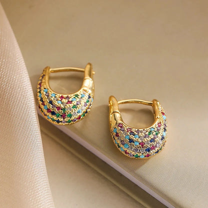 Chunky Glittering Diamond Hoop Earrings