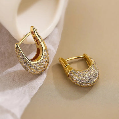 Chunky Glittering Diamond Hoop Earrings