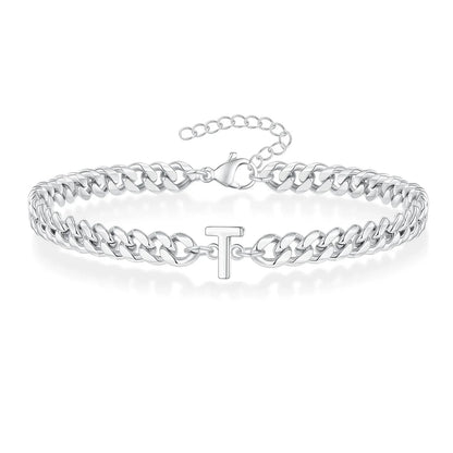 Couples Letter Initial Cuban Bracelet