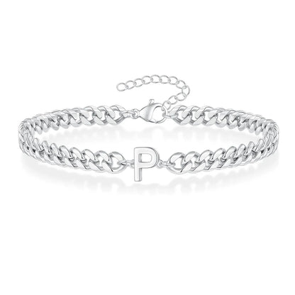 Couples Letter Initial Cuban Bracelet