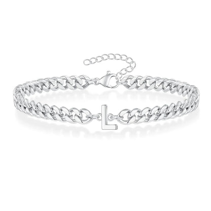Couples Letter Initial Cuban Bracelet