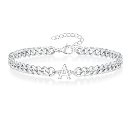 Couples Letter Initial Cuban Bracelet