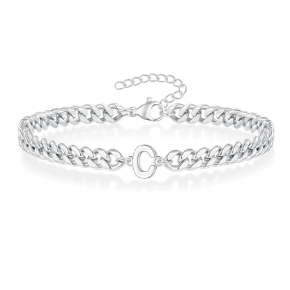 Couples Letter Initial Cuban Bracelet