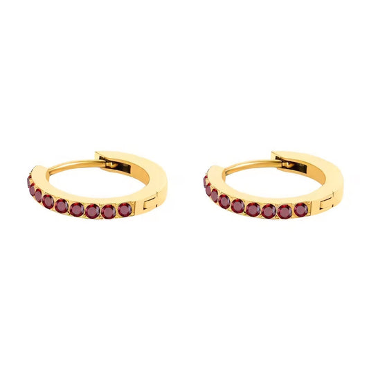 Dainty Birthstone Hoop Huggie Earrings