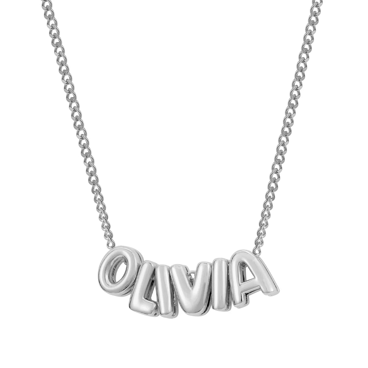 Dainty Bubble Letter Name Necklace