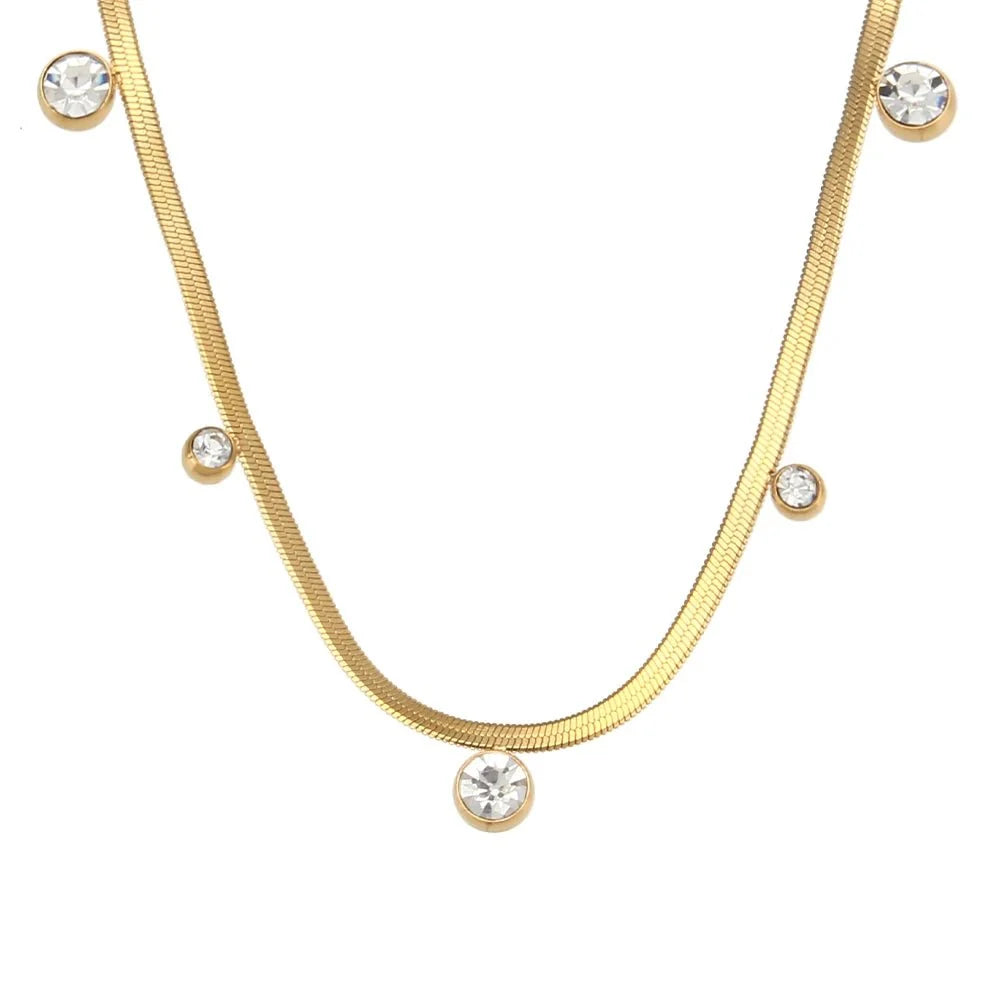 Dainty Diamond Herringbone Choker Necklace