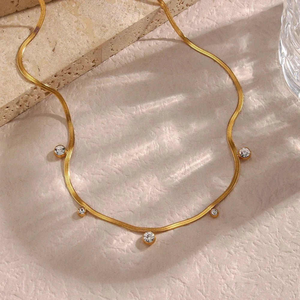Dainty Diamond Herringbone Choker Necklace