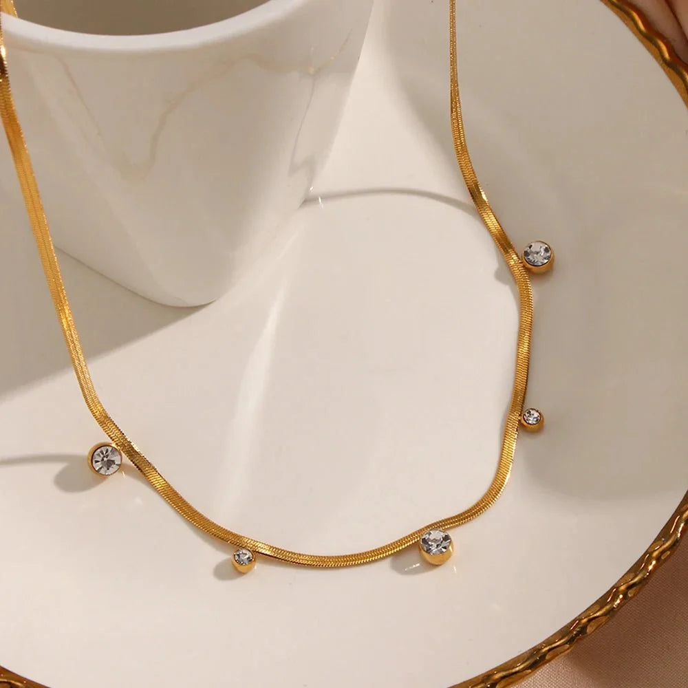 Dainty Diamond Herringbone Choker Necklace