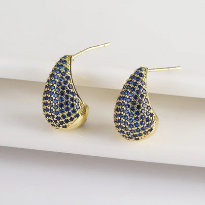 Dainty Glimmering Diamond Teardrop Earrings