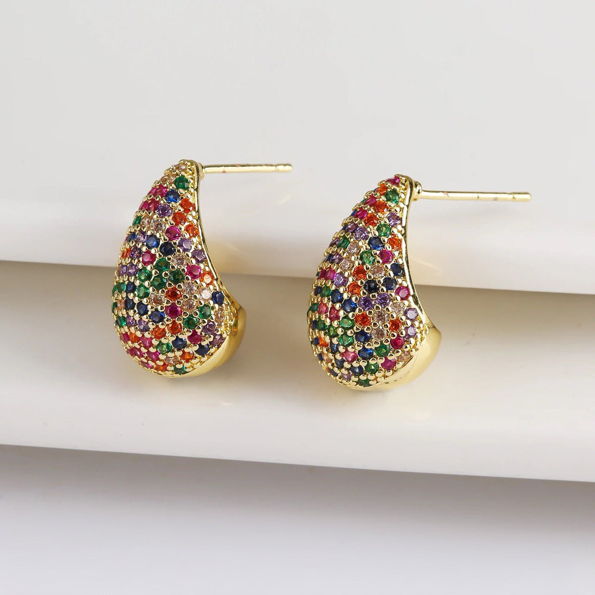 Dainty Glimmering Diamond Teardrop Earrings