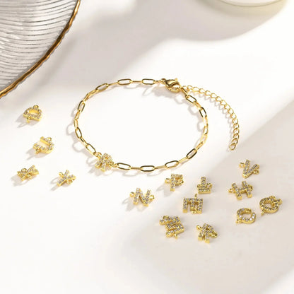 Dainty Thin Paperclip Letter Initial Bracelet