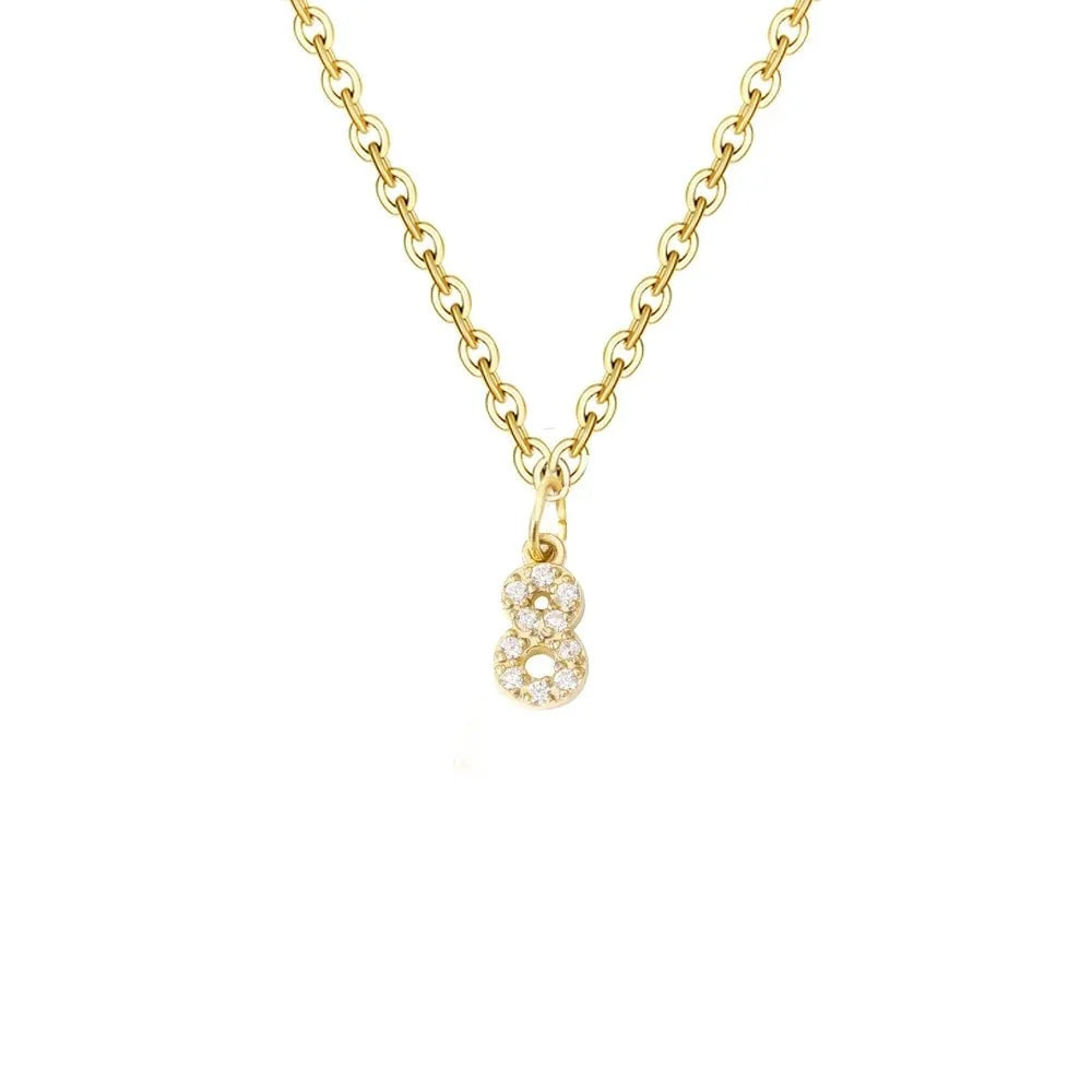 Dainty Zircon Letter Initial, Number, Symbol Chain Necklace