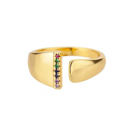 Dazzling Rainbow Custom Letter Initial Rings