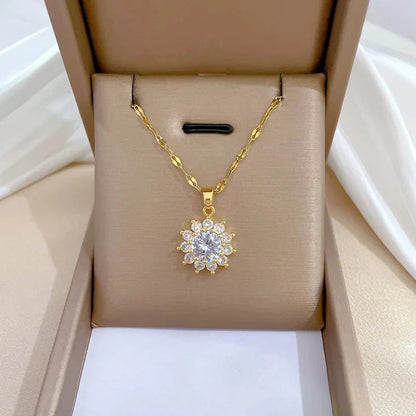 Dazzling Sunflower Floral Necklace and Earrings