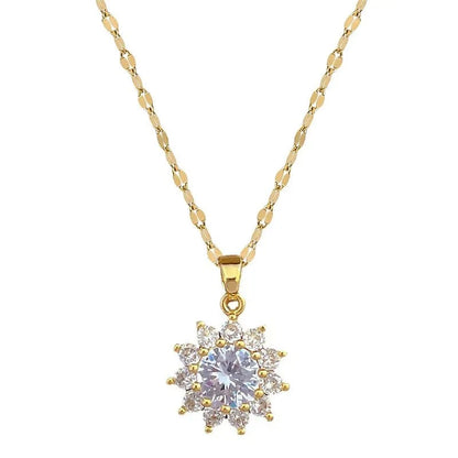 Dazzling Sunflower Floral Necklace and Earrings