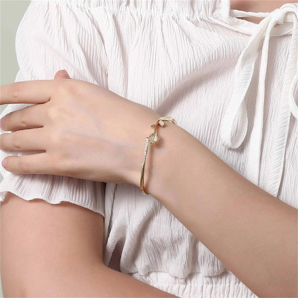 Elegant Tulip Opal Diamond Accented Bracelet