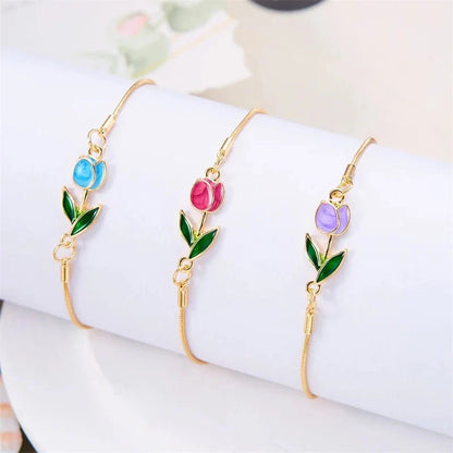 Feminine Floral Tulip Bracelet and Necklace Set