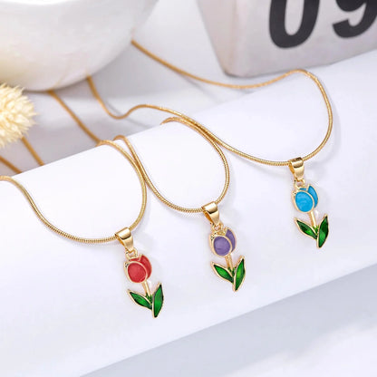 Feminine Floral Tulip Bracelet and Necklace Set