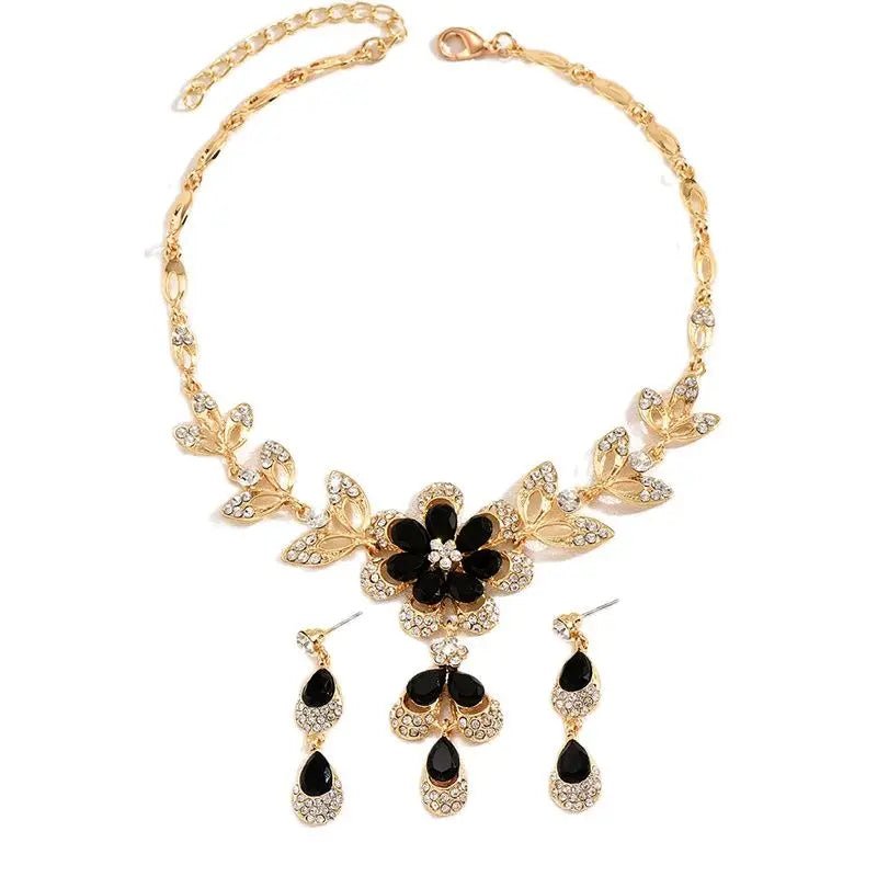 Floral Diamond Necklace and Earring Set