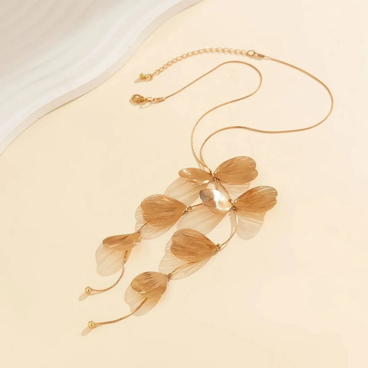 Floral Petals Lariat Tassel Necklace