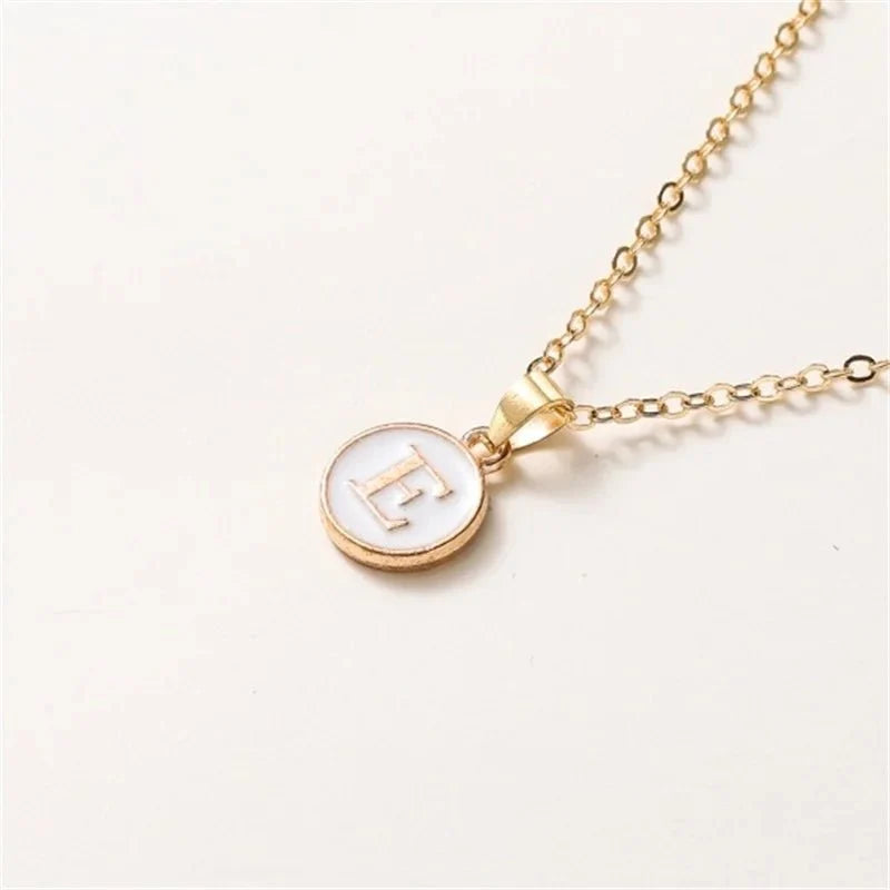 Gold Accented Circle Letter Initial Necklace