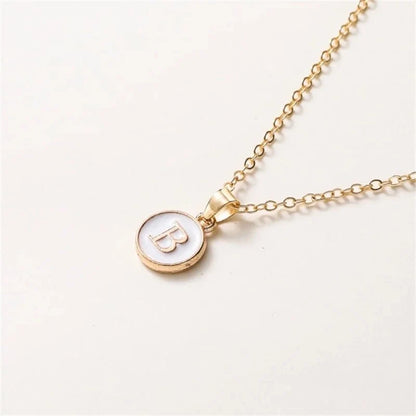 Gold Accented Circle Letter Initial Necklace