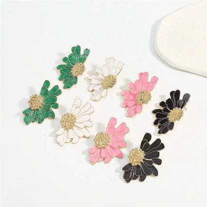 Half Flower Enamel Earrings