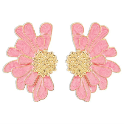 Half Flower Enamel Earrings