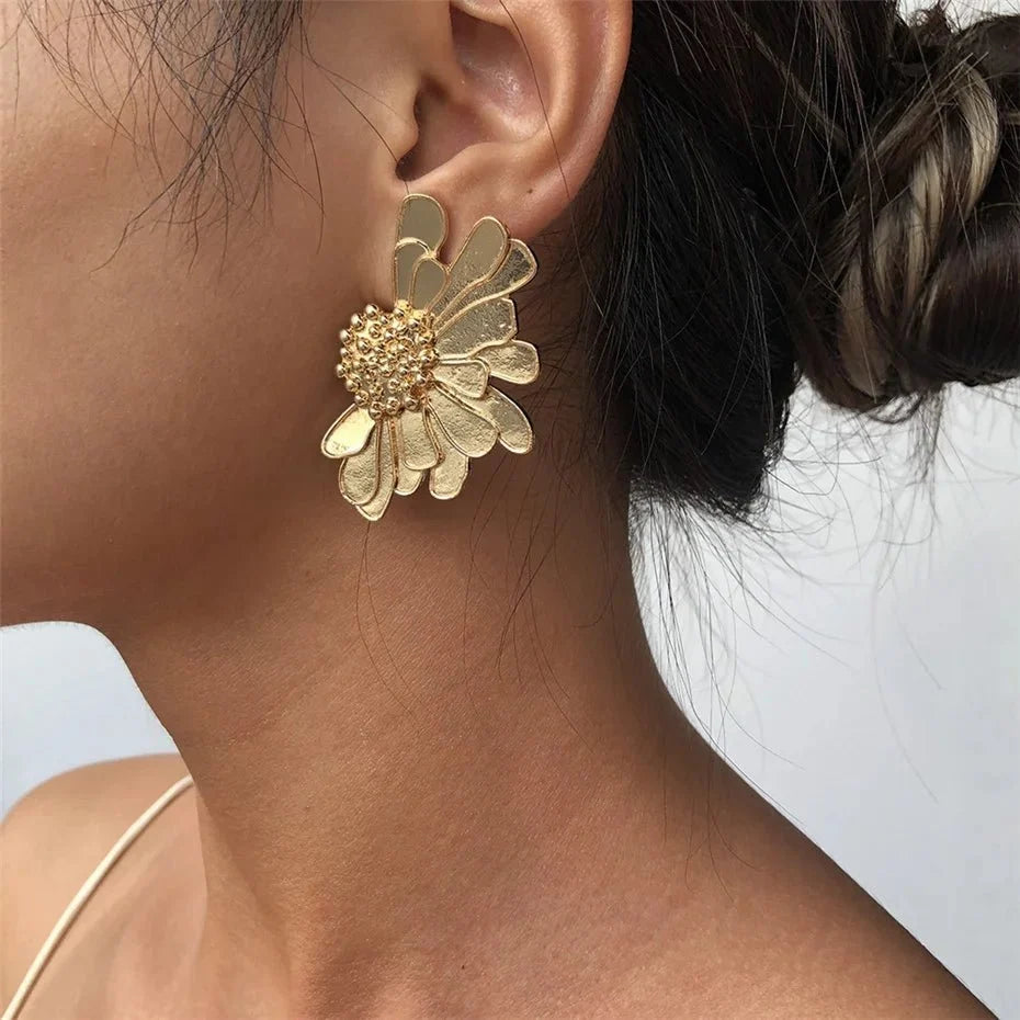 Half Flower Enamel Earrings