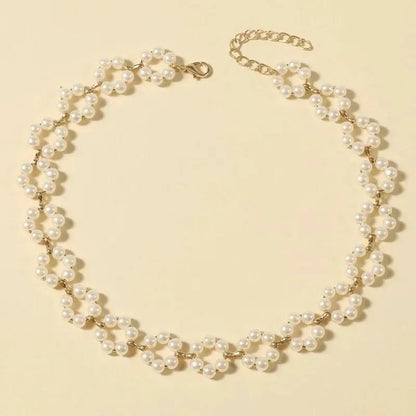 Pearl Floral Daisy Choker Necklace
