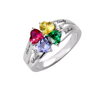 Personalized Diamond Heart Name & Birthstone Ring