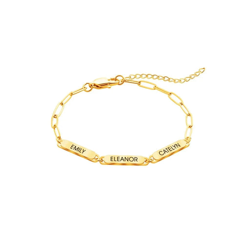 Personalized Family Names Paperclip Bracelet