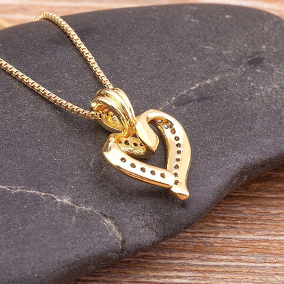 Romantic Diamond Heart Pendant Necklace