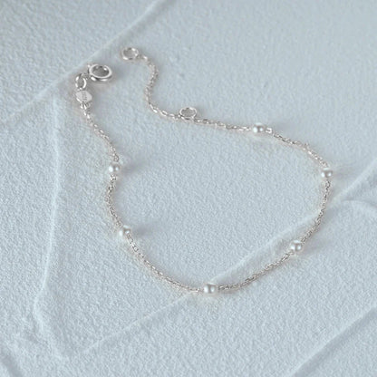 S925 Dainty Satellite Pearl Chain Bracelet