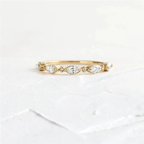 S925 Thin Dainty Oval Diamond Ring