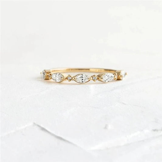 S925 Thin Dainty Oval Diamond Ring