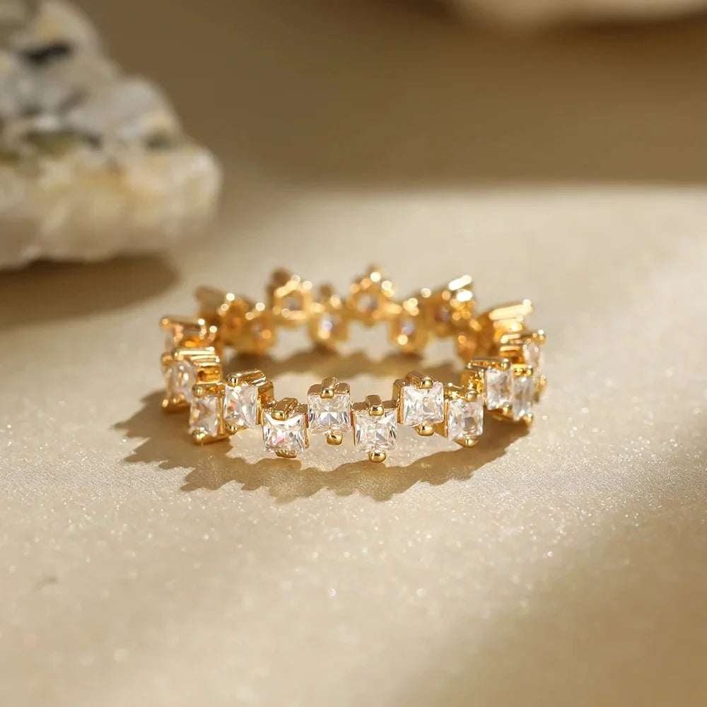 Scattered Cubic Diamonds Dainty Ring