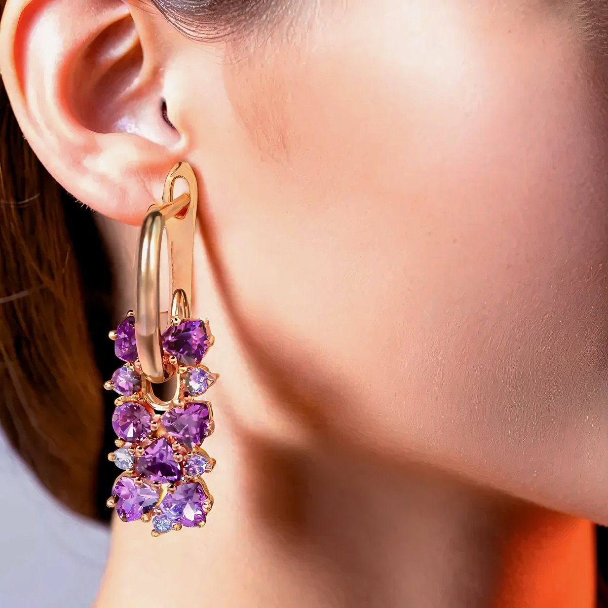 Scattered Simulated Amethyst Earrings