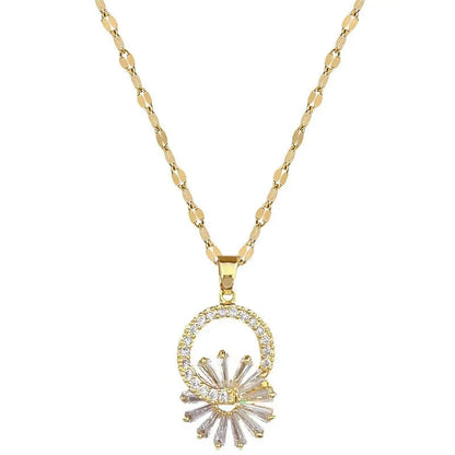 Shimmering Floral Diamond Necklace and Earrings