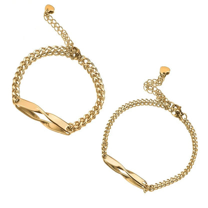 Twisted Name & Date Couples Bracelets