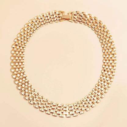Wide Flow Flat Chain Choker Necklace
